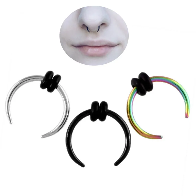 

1pc 8mm Stainless Steel Septum Nose Ring Hoop Piercing Nez Clip On Fake Nose Stud Rings Piercing Nariz Body Jewelry