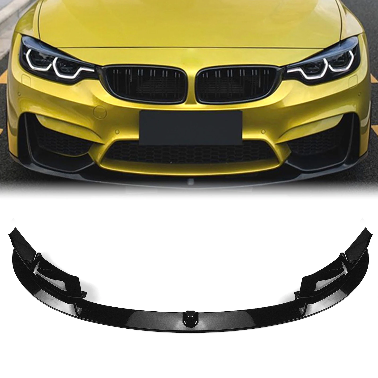 

For BMW F80 M3 F83 F82 M4 2015-2020 Front Bumper Spoiler Lip Glossy Black Lower Side Air Vent Intake Cover Guard Plate Splitter