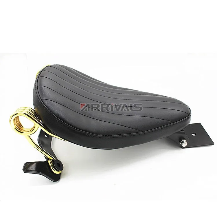 Мотоциклетное черное алмазное кожаное сиденье для водителя соло и пружина +