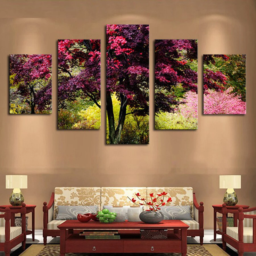 

red tree diy 5 piece diamond painting rhinestone embroidery mosaic sale full square round drill home decor JX1227