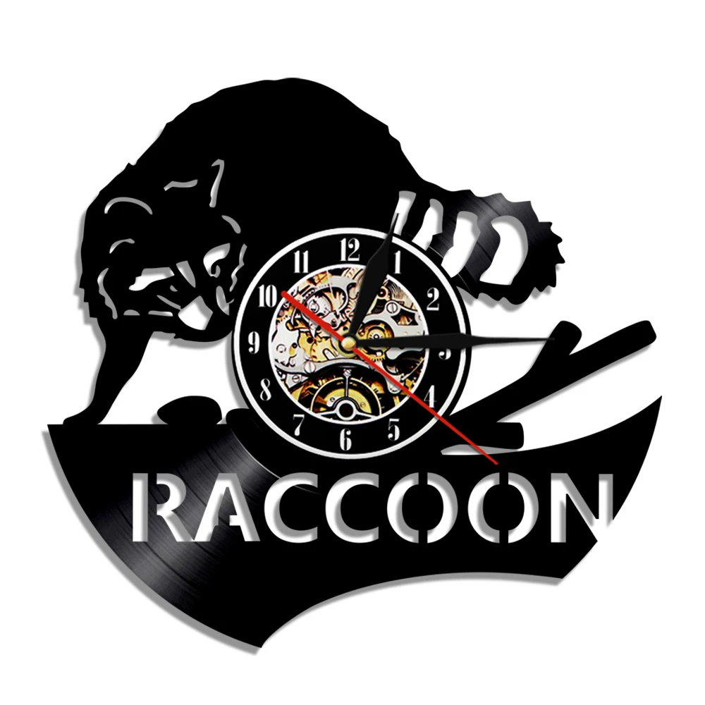 

Декоративные виниловые настенные часы с рисунком енота, современный дизайн, Настенный декор в виде диких животных, енота, винтажный домашни...