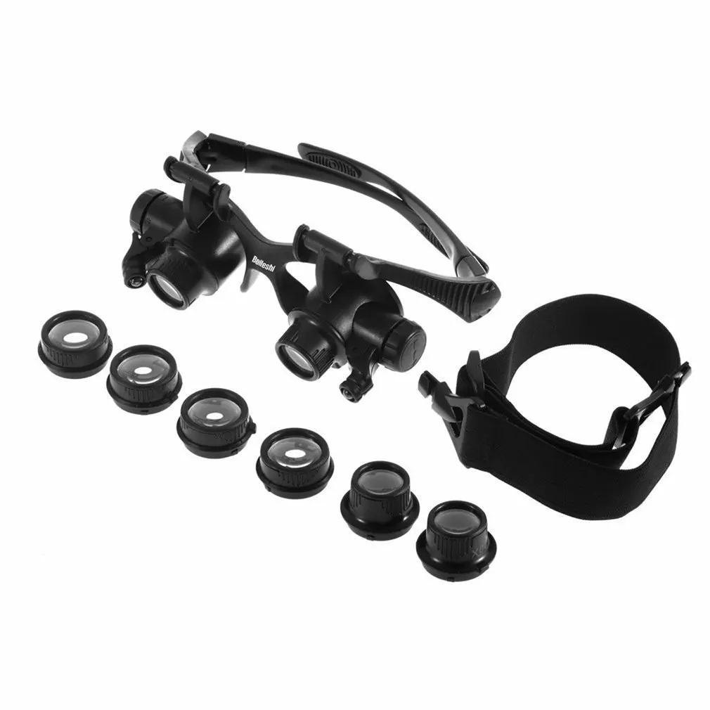 

LED Lights Glasses Magnifier Jeweler Watch Repair Eye Glasses Optical Lens Magnifier Head-on Loupe Tools With Battery