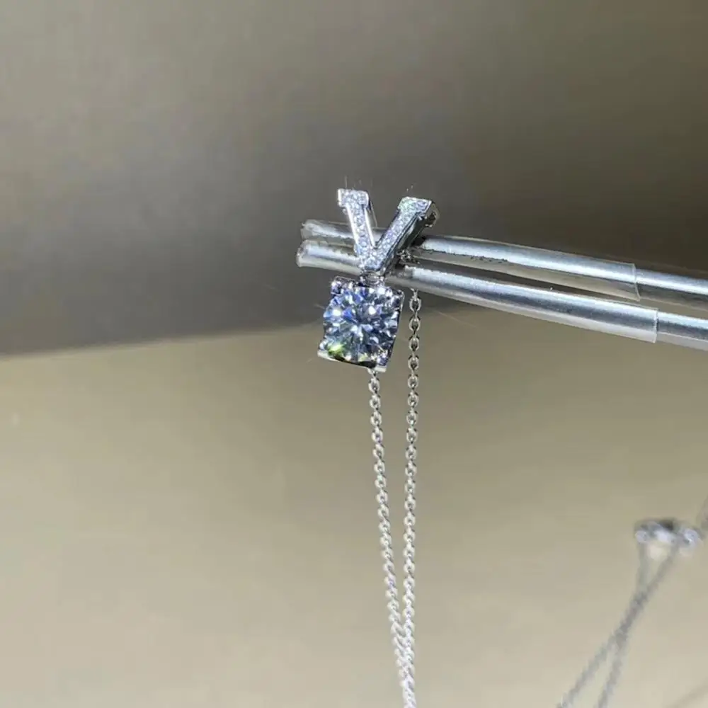 Kkmall магазин круглых серебряных подвесок с муассанитом 1.00ct D VVS Роскошные подвески