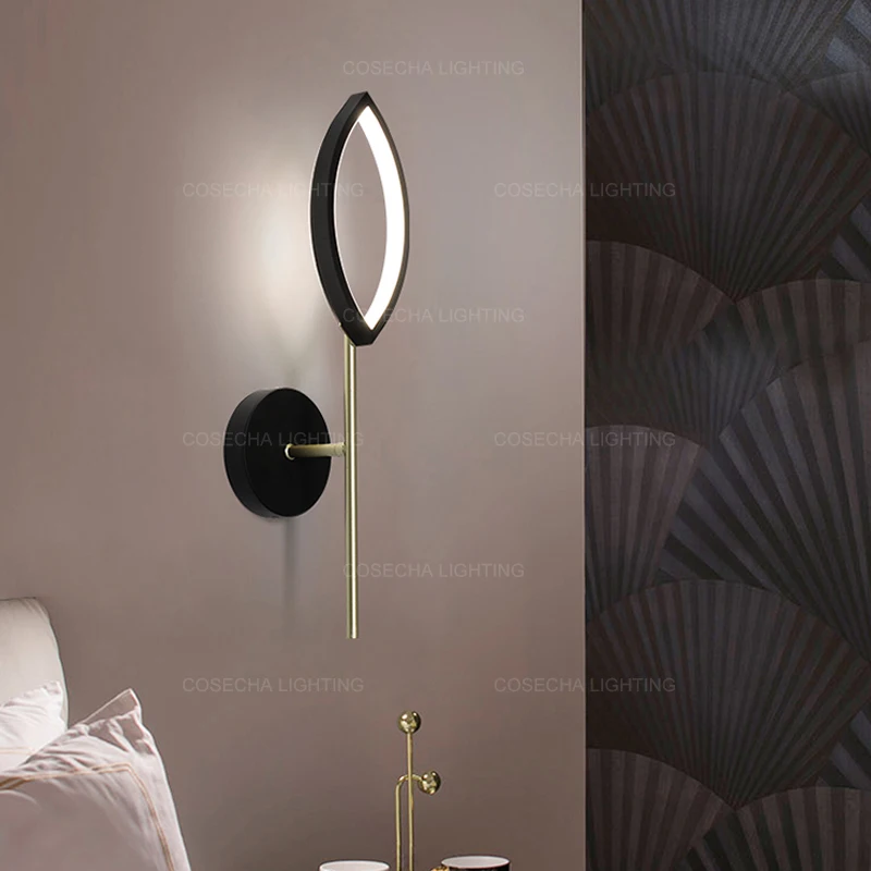 Черный светодиодный настенный бра современный прикроватный светильник