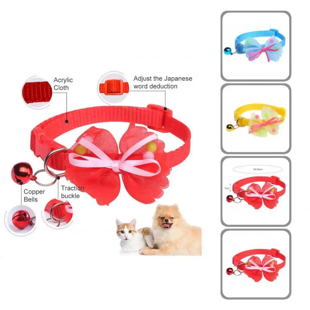 

Lovely Pet Collar Safe Buckle Long-lasting Pet Dogs Cats Bowknot Collar with Bell Pet Bow Collar Pet Collar