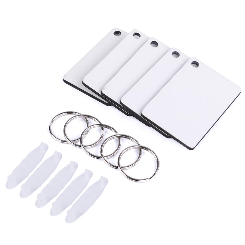10PCS Wood Painting Key Ring Craft DIY Accessories Gift Rectangle White MDF Board Sublimation Printing Chains | Автомобили и