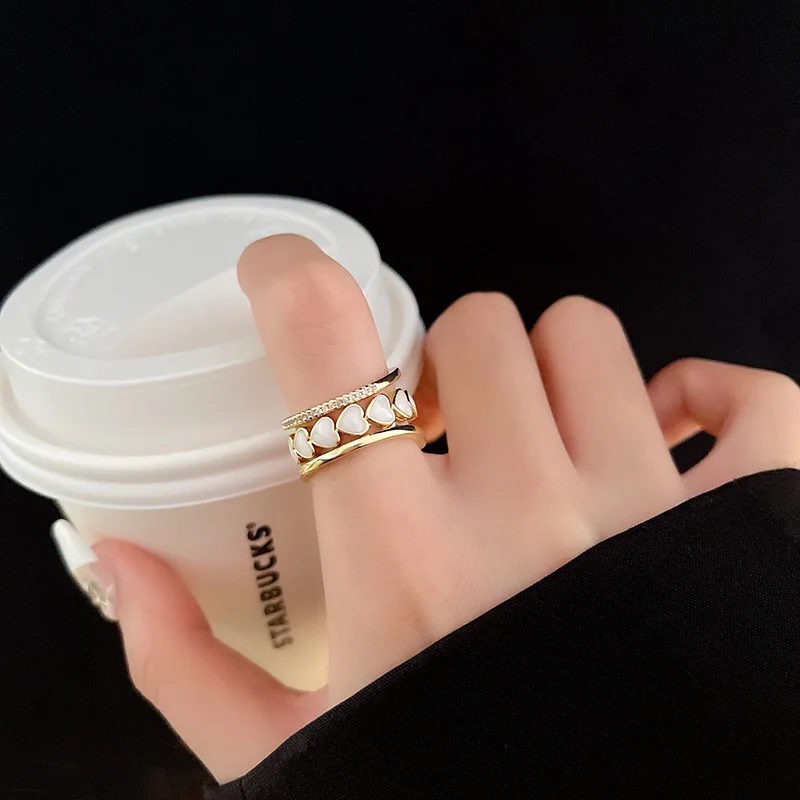 

New Korean Style Heart Adjustable Ring For Women Fashion Gold Plated Geometric Finger Rings Girls Wedding Jewelry Gift Wholesale