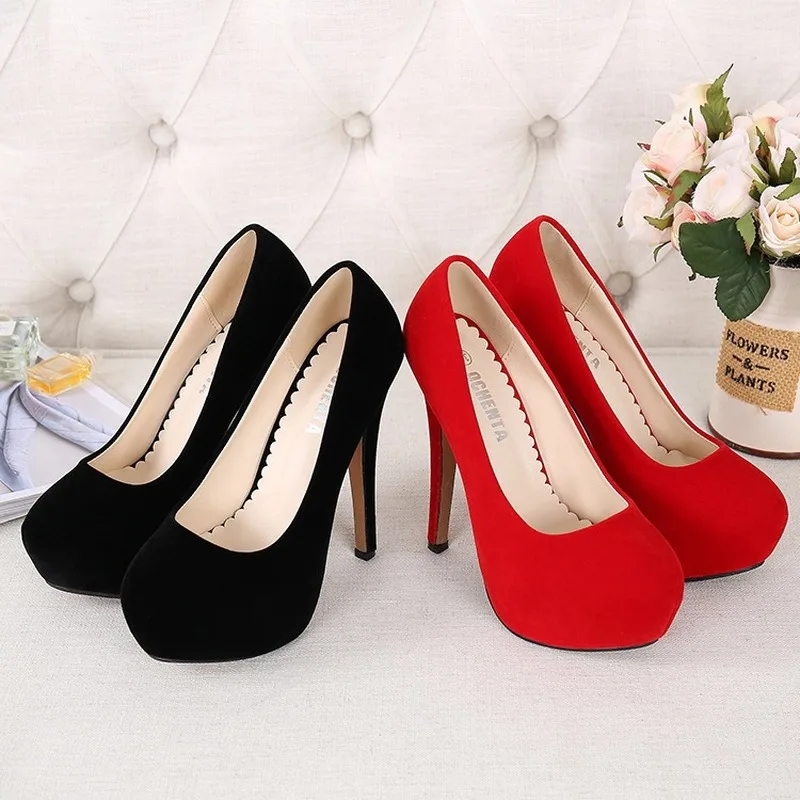 

Super High Heel Women's Shoes Waterproof Platform Shoes Nightclub Fine with Sexy 14 Cm Large Size High Heels Wedding Shoes 35-46