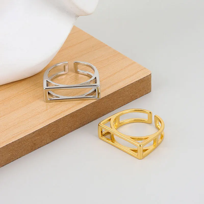 

Creative Simple Design Geometric Square Opening Adjustable Ring For Women Party Versatile Simple Decorative Gifts