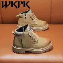 WKPK Kids Martin Boots Four Seasons Comfortable Kids Boots High Quality Non Slip Children Shoes Soft