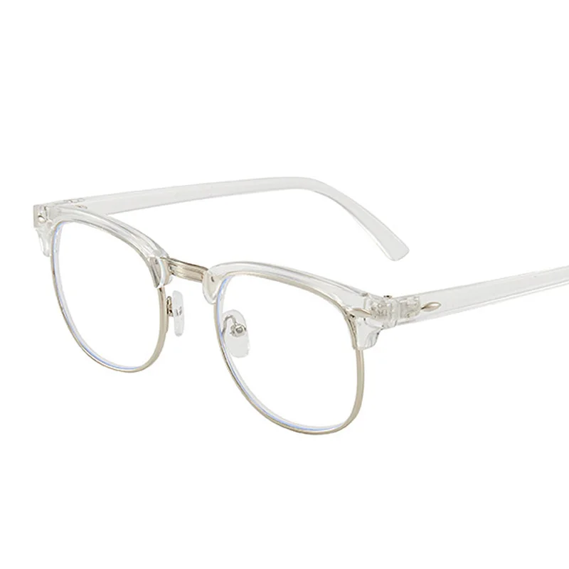 

LNFCXI Retro Stylish Female Glasses Half-rim Frame Eyeglasses Clear Anti-blue Light Lens for Men/Women Unisex Eyewear Black 8056