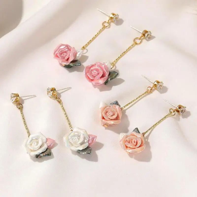 

Женские винтажные серьги в виде французской розы, длинные серьги в виде дворца, Ювелирное Украшение для ушей