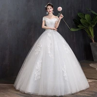 boat neck wedding dresses embroidery appliques floor length wedding gown princess simple bride dress plus size robe de mariee