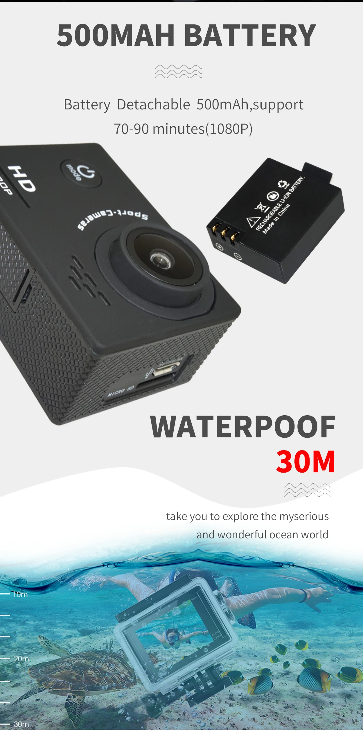 Go Pro Экшн-камера 1080P Ultra HD спортивная экшн-видеокамера s 140D Подводная Водонепроницаемая камера Автомобильная камера мини-камера