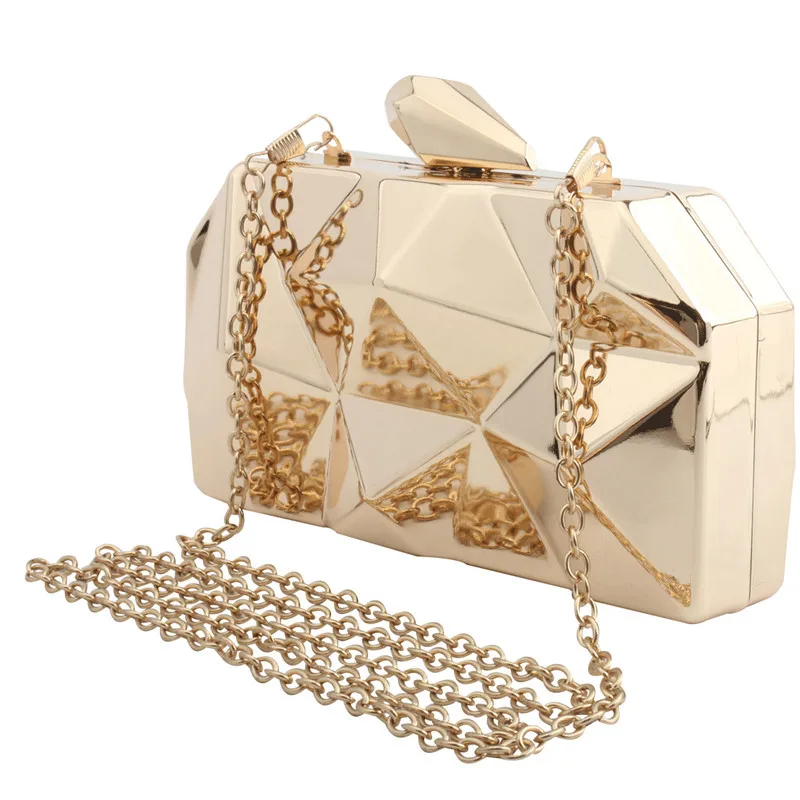 

New European and American metal clutch dinner bag tide slung chain shoulder banquet dress bag