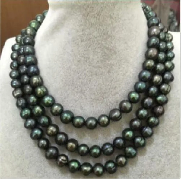 

50 INCH HUGE AAA+ 11-13MM South Sea Black Green Pearl Necklace 14k GOLD CLASP