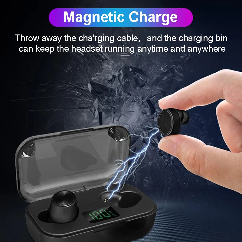 Мини беспроводные наушники Bluetooth 5 0 TWS гарнитура светодиодный дисплей для Android/IOS с