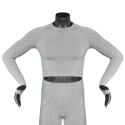light grey Zhangyunuo бесшовный укороченный Топ с длинным рукавом для йоги, для спортзала, бега, фитнеса, топы, футболка для тренировок для женщин, энергетическая Йога, спортивные топы - Цвет: light grey