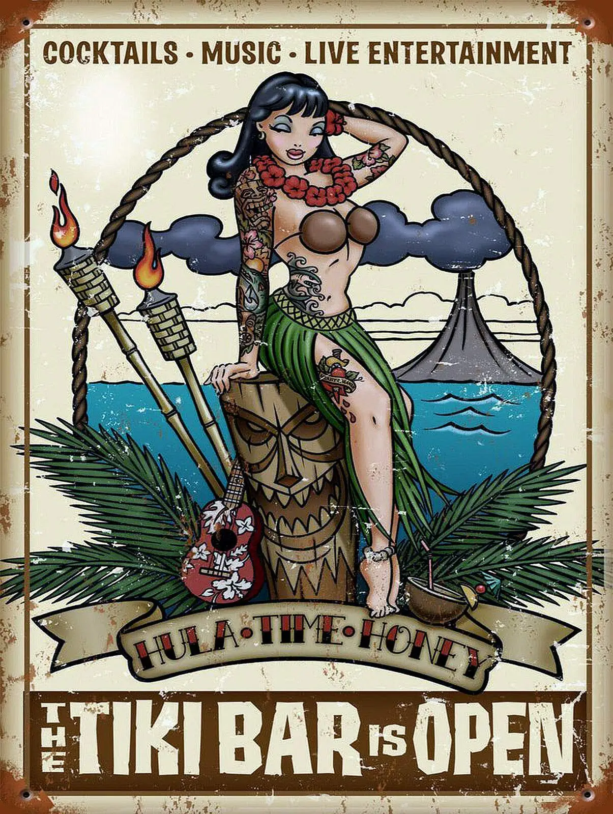 

Tiki Bar Открытый Винтажный Ретро Декор металл 8x12 дюймов