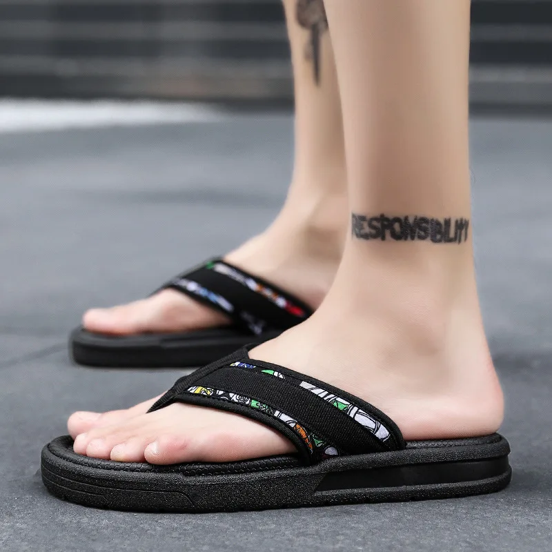 Мужские Нескользящие пляжные шлепанцы повседневные сандалии на плоской подошве