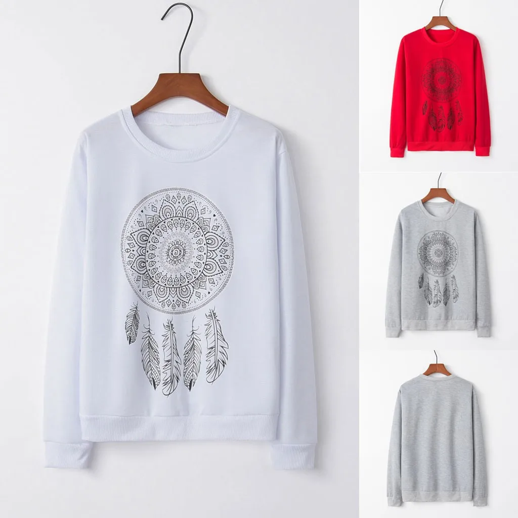 Толстовка с капюшоном женская Повседневная футболка в этническом стиле круглым