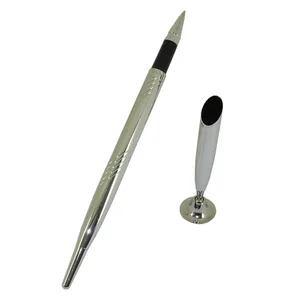 Шариковая ручка ACMECN с основанием для учителя, набор столовых ручек, серебряная шариковая ручка с подставкой, Классический офисный аксессуар, набор банковских ручек для стола