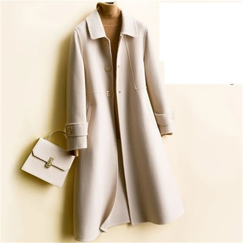 Новое приталенное двустороннее кашемировое пальто с квадратными пуговицами