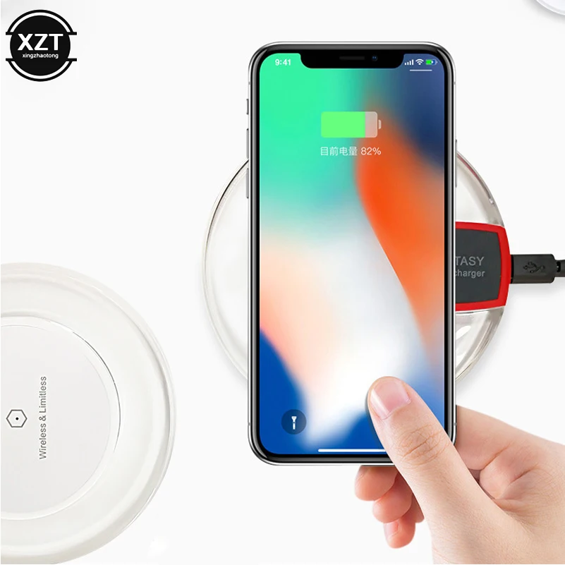 Ультратонкое светодиодное Беспроводное зарядное устройство Qi индукционное USB со