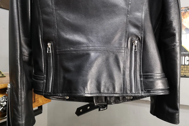 Genuine Leather Jacket Women Natural Real Sheepskin Ladies Coat Autumn Winter Motorcycle Zipper Soft Outerwear Female Plus Size