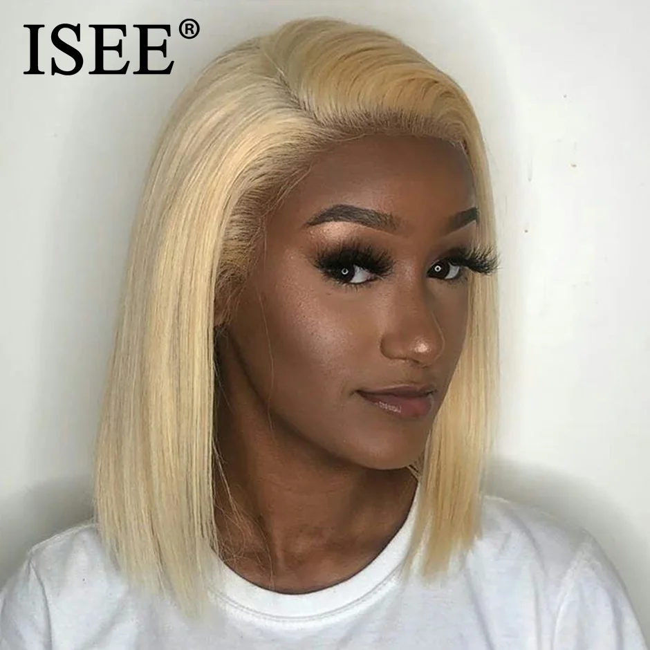 

Blonde Bob Lace Front Wig 13X4 Short Lace Front Human Hair Wigs For Women Remy 150% Density Malaysian Straight 613 Bob Wig