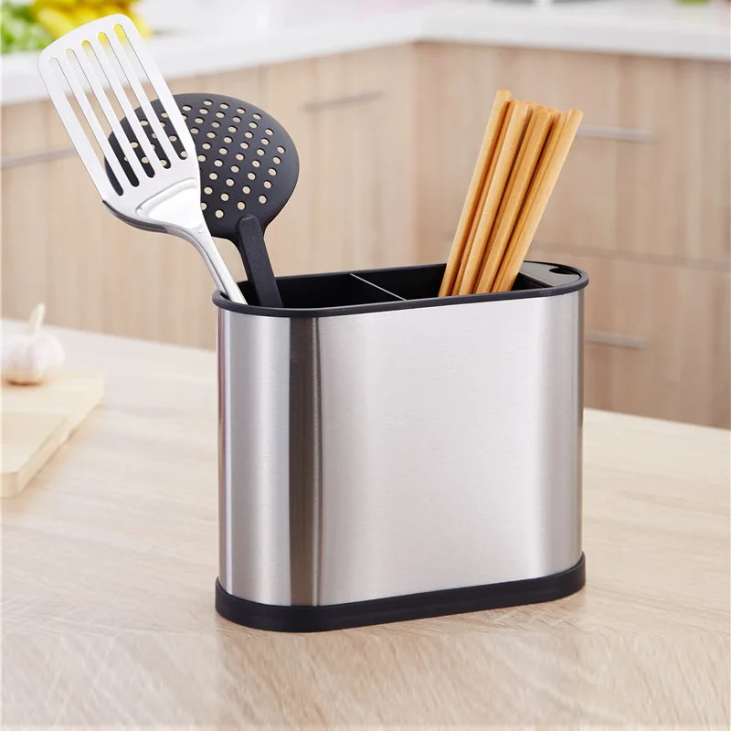 

Household Stainless Steel Chopstick Holder Drain Kitchen Tableware Soup Spoon Storage Box Large Capacity Chopstick Holder