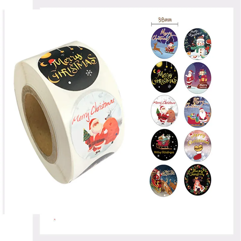 

500pcs Merry Christmas Stickers Christmas Style Label For Child Gift Decor Small Shop Product Packaging Stickers Label