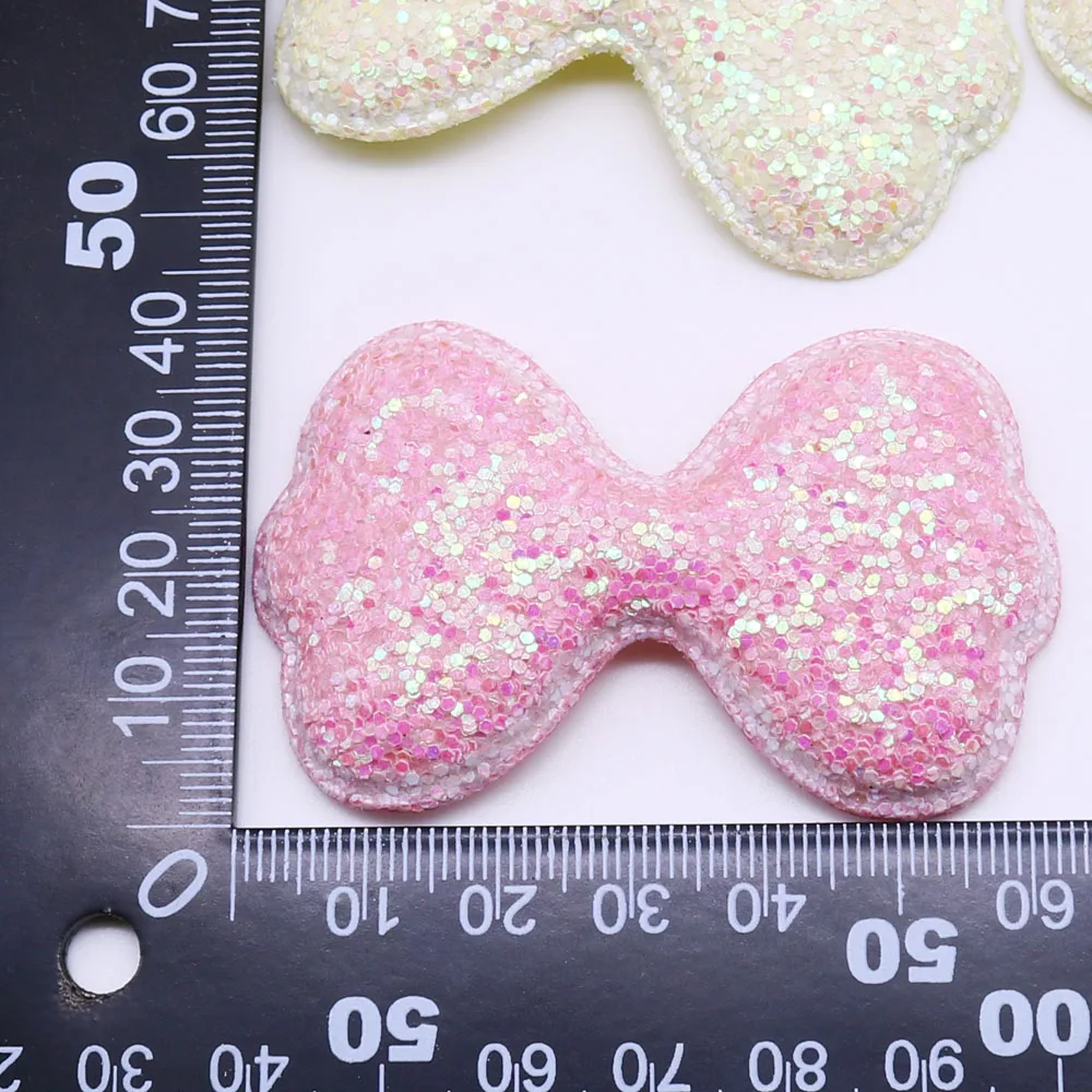 10pcs Patches On Clothes Glitter Padded Sequin Cloth Pretty Bowknot Knapsack Headwear Hair Clip Accessories Craft Supplies 084
