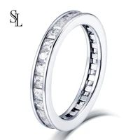 sl fashion 925 sterling silver full eternity women engagement ring simulated diamond wedding silver bridal rings jewelry