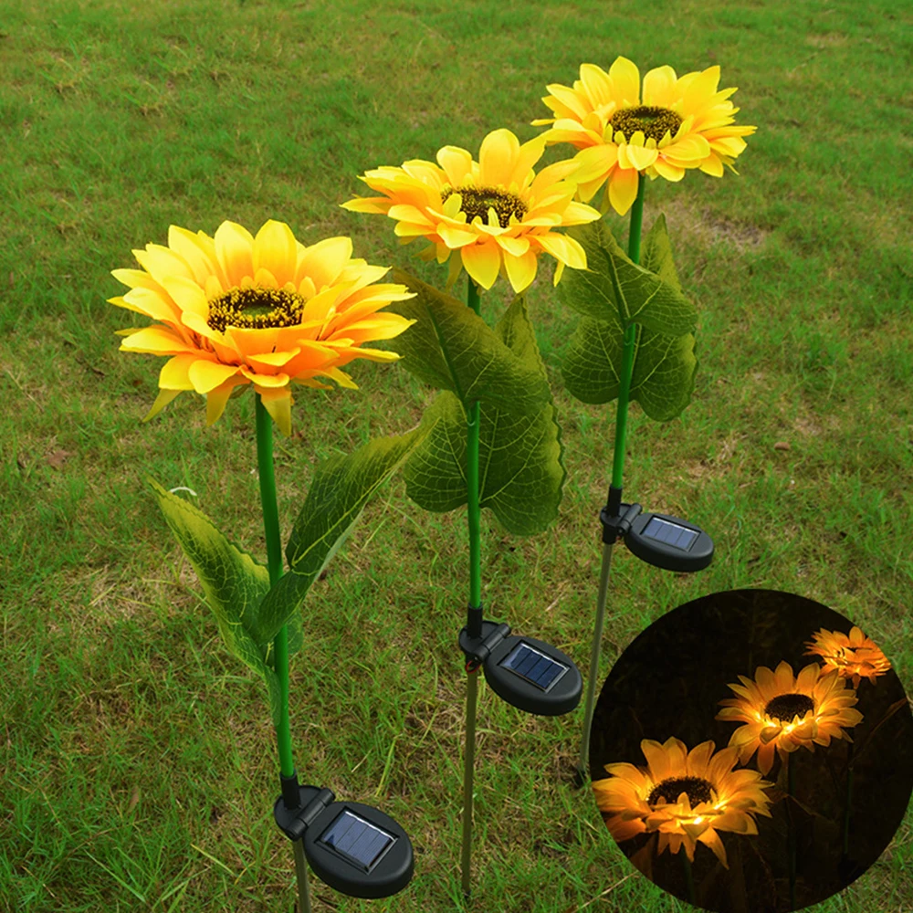 

New LED Solar Sunflower Ground Lamp Outdoor Waterproof Garden Solar Sunflower Lawn Lamp Solar Lights For Holiday Garden Decor