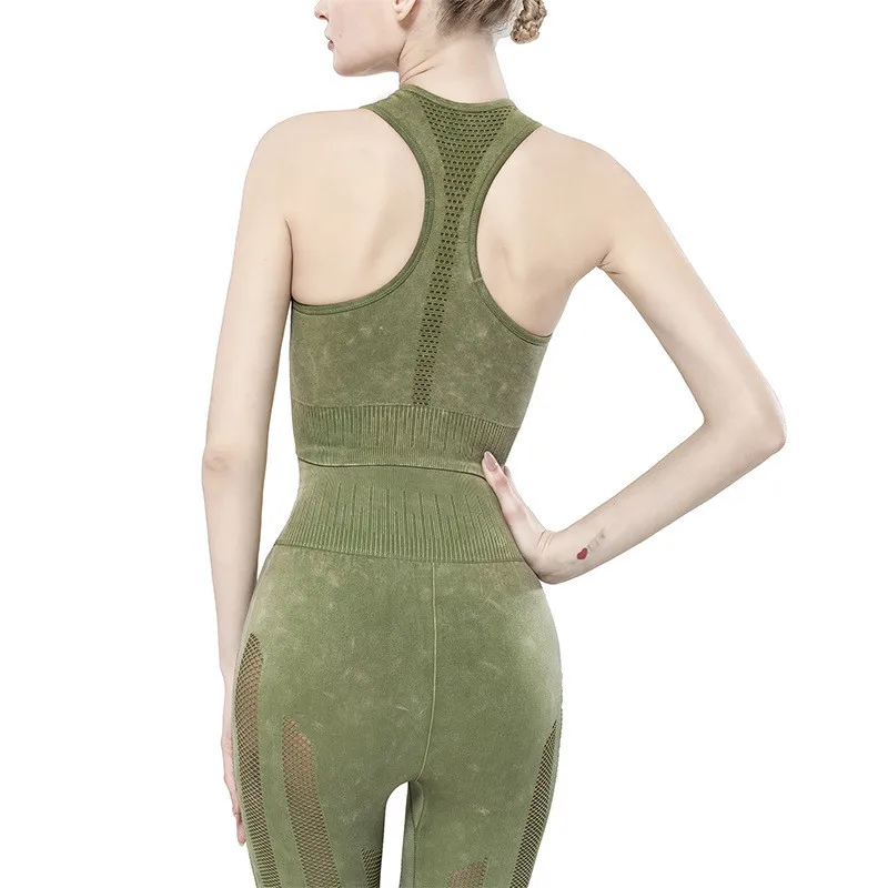 Бесшовный спортивный бюстгальтер с вырезами нижнее белье для бега тренажерного