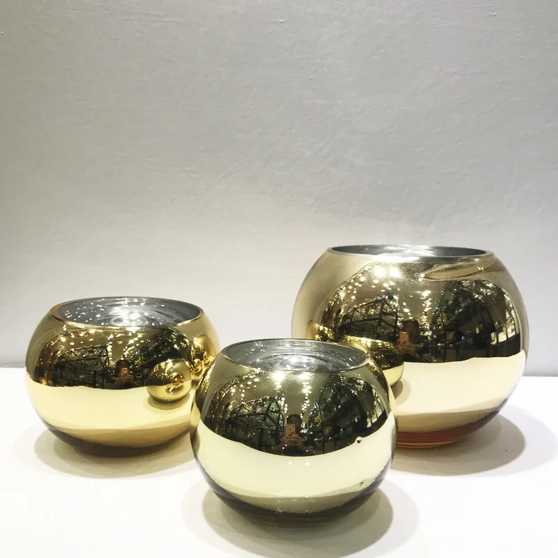 

European-style electroplated silver glass vase spherical vase creative bedroom/dining room/living room decoration