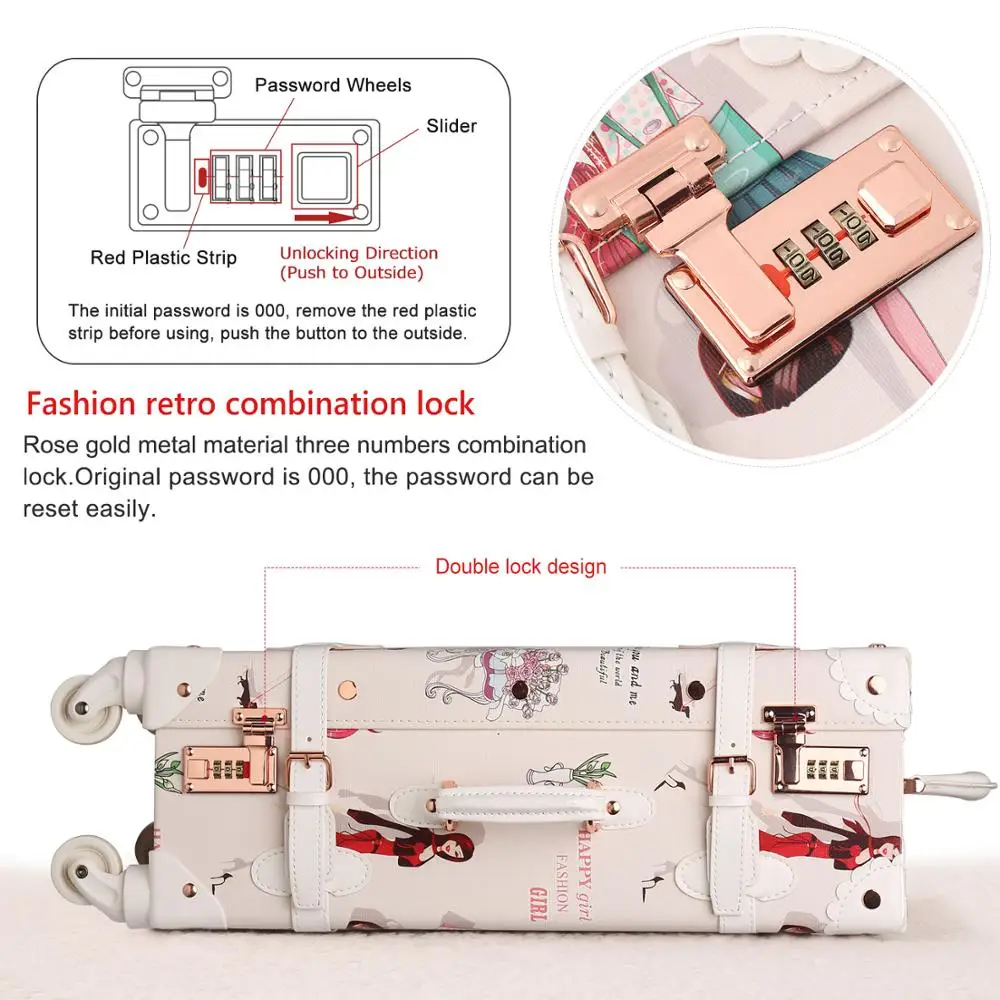 Набор винтажных чемоданов из искусственной кожи в новом стиле сумка на колесиках