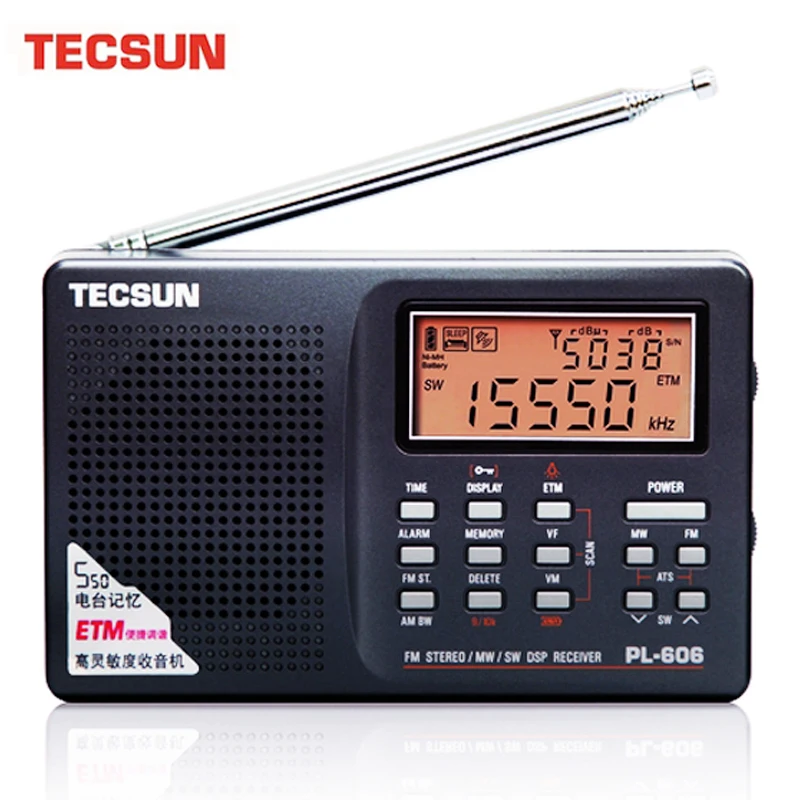 Tecsun PL 606 Digital PLL FM Stereo /LW/SW/MW приемник DSP легкий перезаряжаемый для пожилых