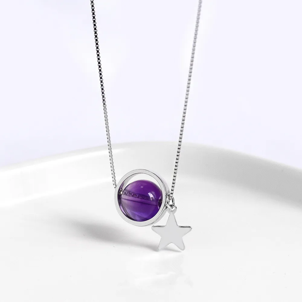 

Flyleaf Star Crystal Natural Gemstone Beads Necklaces Citrine Pendant Real 925 Sterling Silver Necklace For Women Fine Jewelry