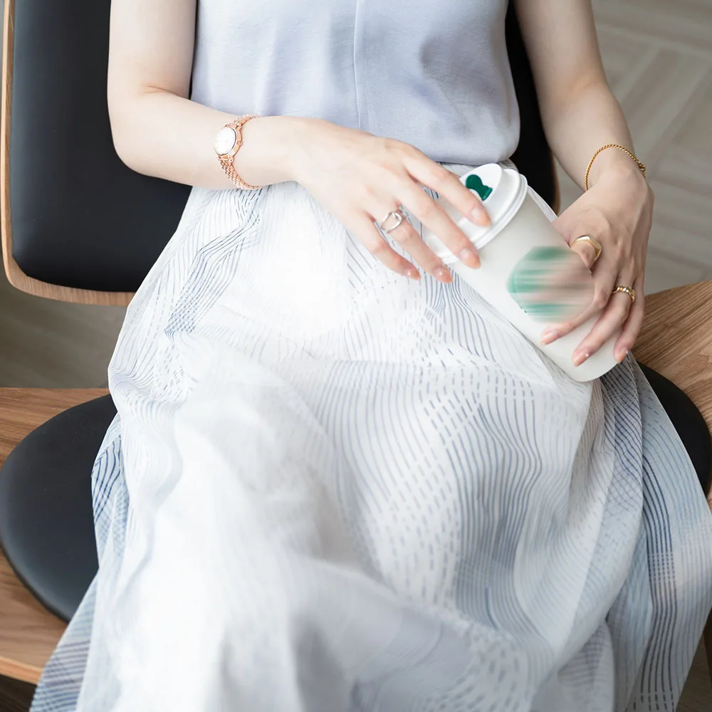 

2021 Summer New Women Net Yarn Skirt Temperament High Waist Stripe Japanese Style Korean Fashion Loose Casual Simplicity