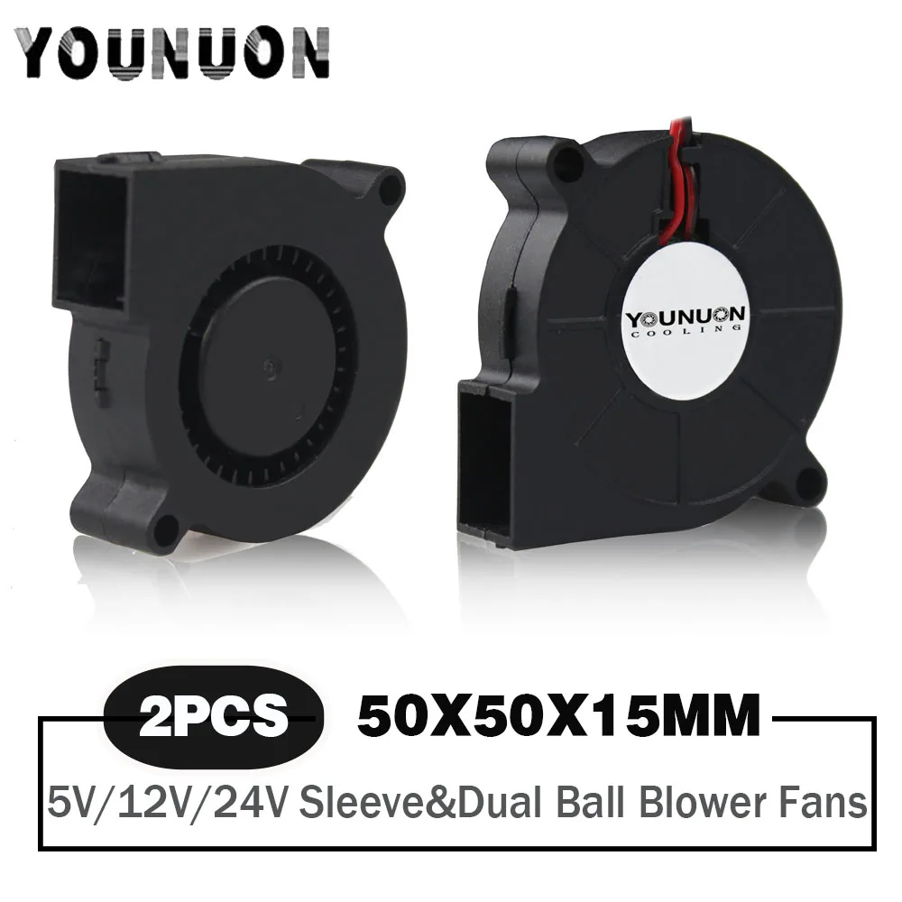 

2 Pieces Dual Ball Bearing 50x50x15MM DC Blower Fan 50mm 3D Printer Fan 5V/12V/24V 5cm 5015 Blower Cooling Cooler Fan