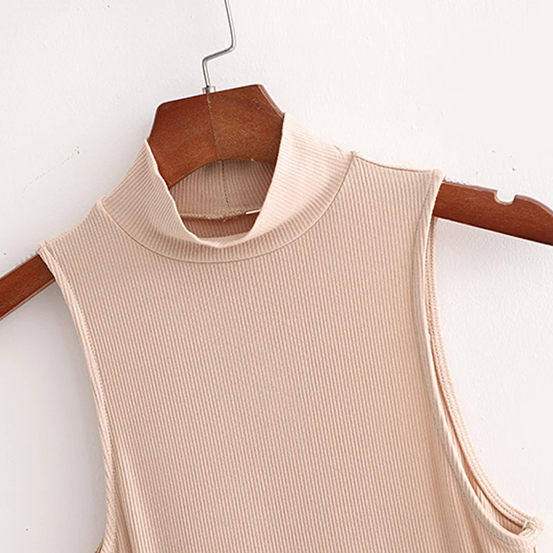 

Winter Solid Knitted Bodysuit For Women 2020 Sleeveless Turtleneck Bodycon Jumpsuit Female 2020 Romper High street INKEO 9J020