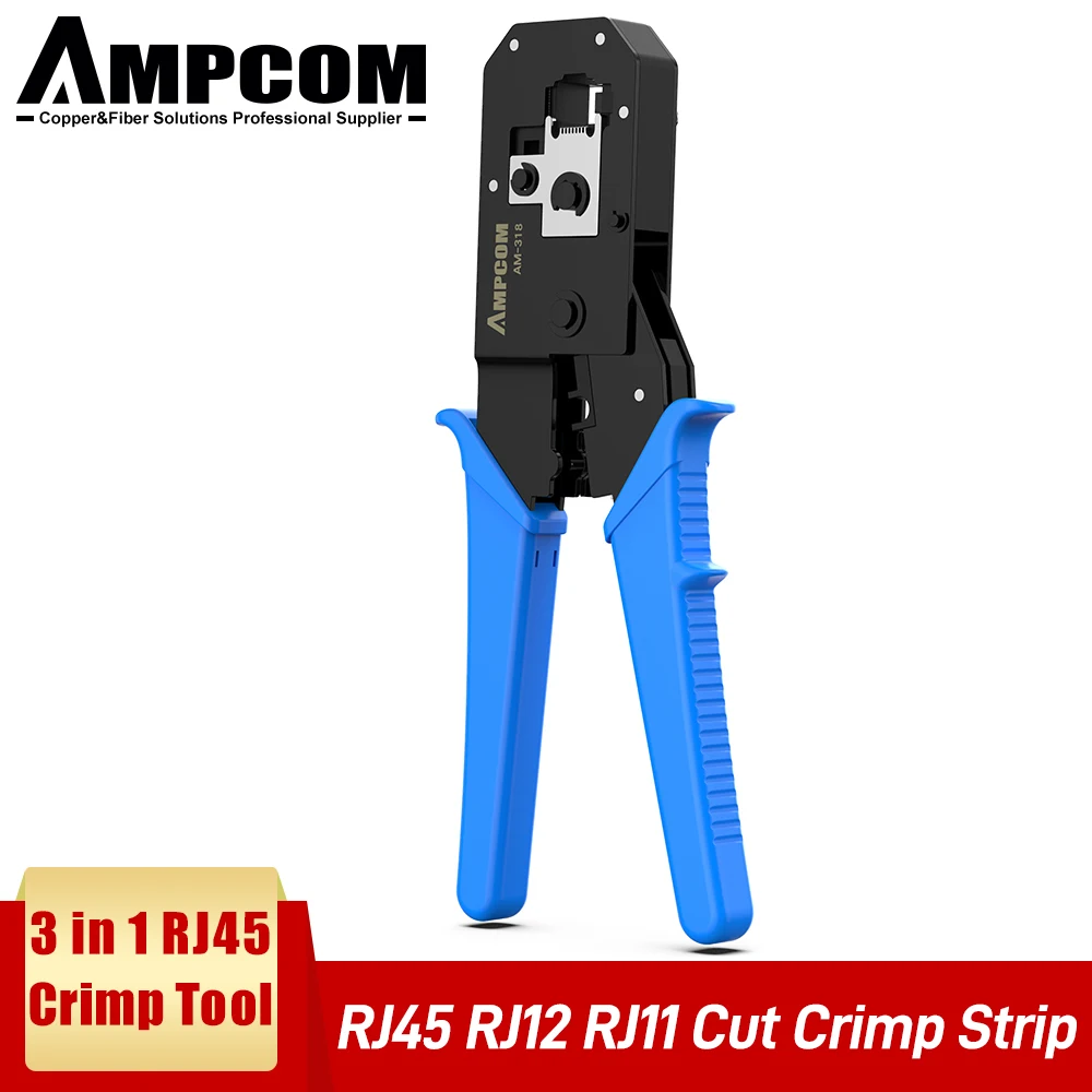 

AMPCOM Pratical Series Blue RJ11 RJ45 Crimping Tool Crimping Pliers Network Cable CrimpTool for 6P 8P RJ-11/RJ-12 RJ-45
