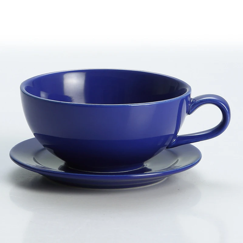 NAVY BLUE Новая керамическая кофейная чашка в скандинавском стиле с поддоном, 250 мл, одиночная глазурь, керамическая кофейная чашка, блюдце, набор, чашка для латте, капучино, молочный чай - Цвет: NAVY BLUE