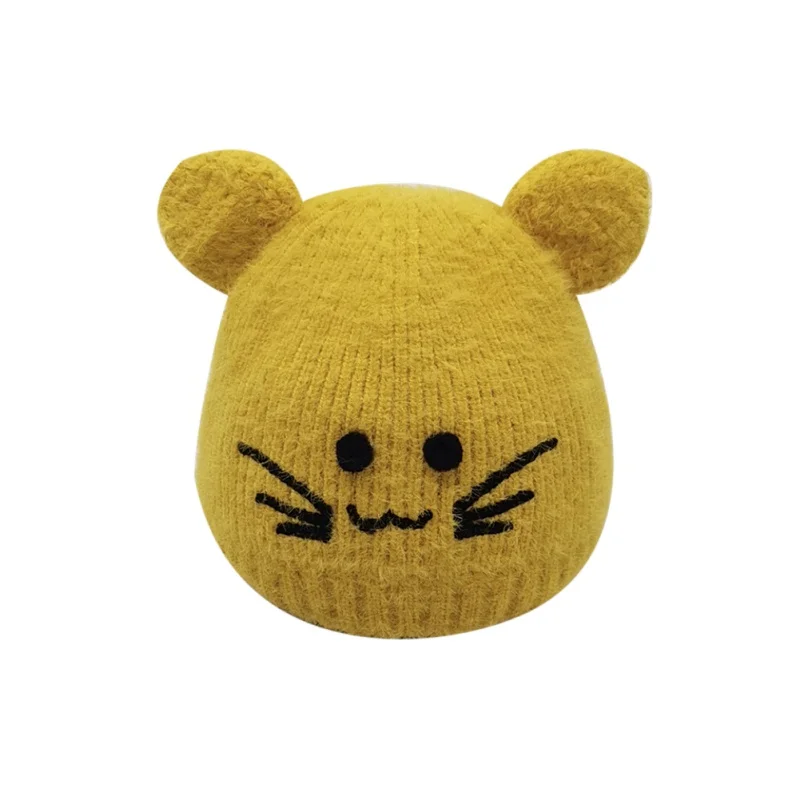 

SL-Newborn Boys Girls Cute Autumn Winter Warm Kids Baby Cartoon Print Hats Wool Hemming Caps