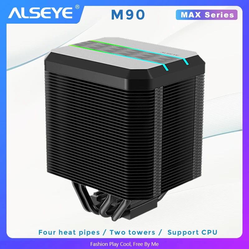 Alseye-ventilador Cooler para Cpu 90 mm Pinos Tubulações de Calor Suporte X99 Placa Mãe para Lga 775 115×1366 2011 Am2 Mais Am3 Mais Am4 Ventiladores e resfriadores