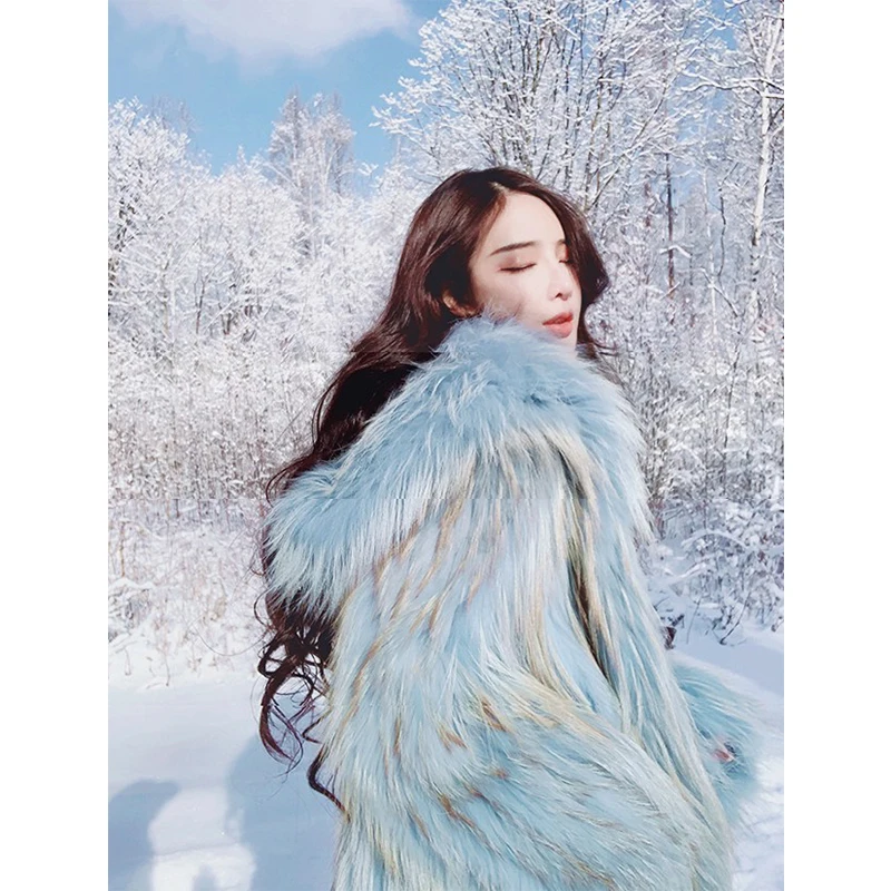 

Fashion Furry Faux Fur Coat Women Fluffy Warm Long Sleeve Female Outerwear Autumn Winter Coat Jacket Hairy Collarless Overcoat