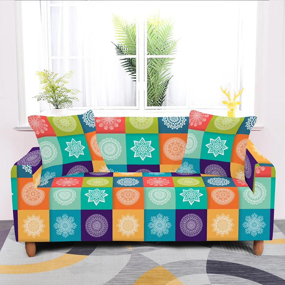 1/2/3/4 сиденье Мандала печатных стрейч мебель эластичный диван крышка для Гостиная