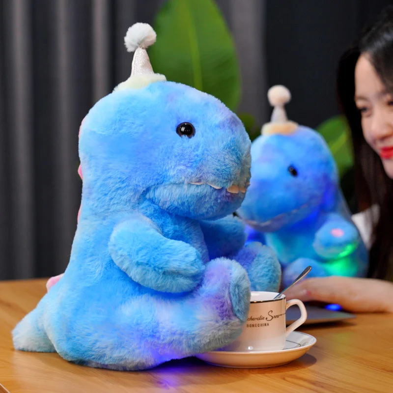 

1pc 32cm Lovely Blue Glowing Dinosaur Stuffed Plush Toy Children Birthday Gift Holding Sleeping Girl Room Decoration